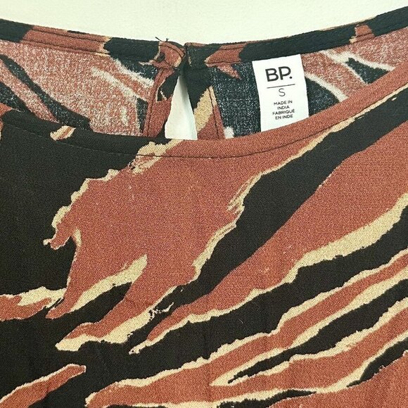 NWT BP by Nordstrom Brown and Black Tiger Stripe Long Sleeve Mini Dress - S - Picture 3 of 10
